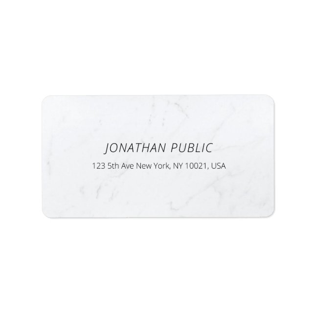Modern White Marble Creative Minimalist Template Label (Front)