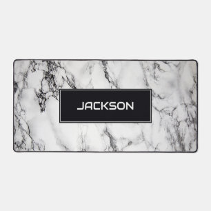 Modern White Marble Desk Mat