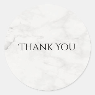 Modern White Marble Elegant Thank You Template Classic Round Sticker