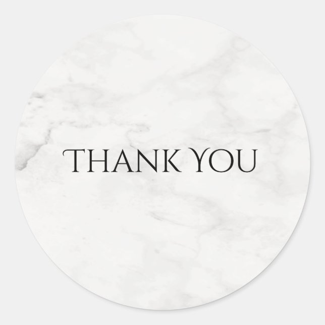Modern White Marble Elegant Thank You Template Classic Round Sticker (Front)