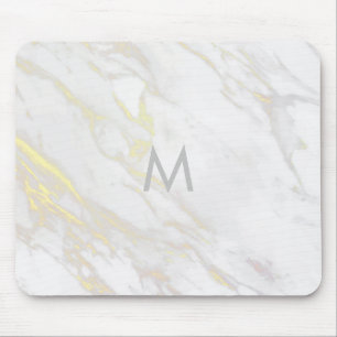 Modern white marble gold accent mouse mat