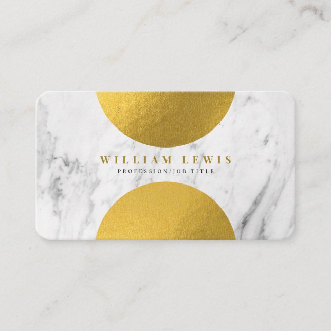 Modern White Marble & Gold Modern Chic Business Card (Front)