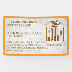 Modern White Marble Handyman Auto Repair Mechanic  Banner