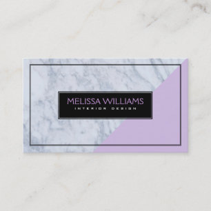 Modern White Marble & Lavender Geometric Design Business Card