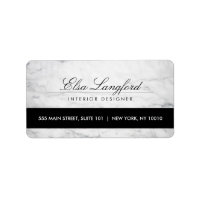 Modern White Marble Luxury Designer Address Label