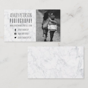 Modern white marble medias photography business card