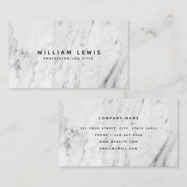 Modern White Marble Minimalist Business Card (Front/Back)