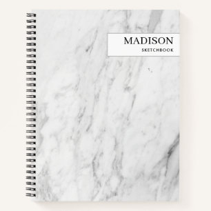 Modern White Marble Minimalist Sketchbook Notebook