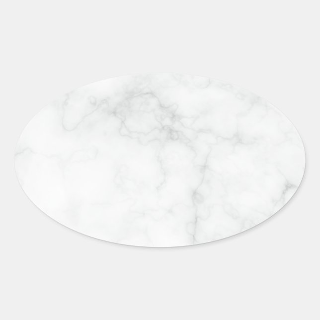 Modern White Marble Oval Sticker (Front)