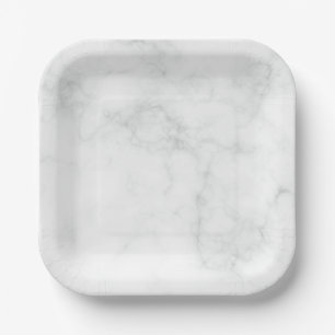 Modern White Marble Paper Plate