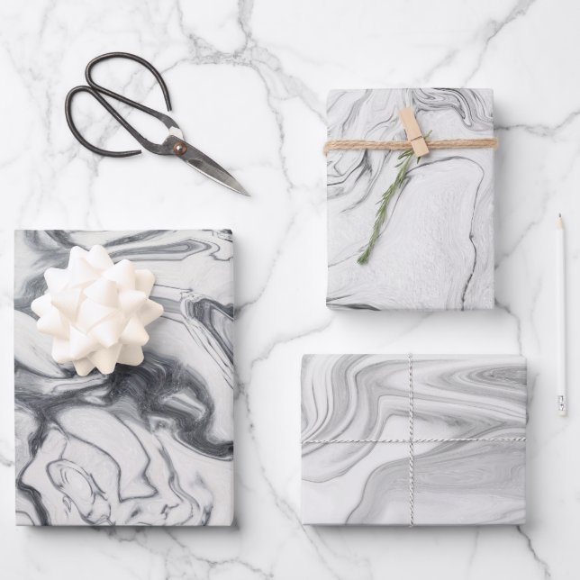 Modern White Marble Pattern Wrapping Paper Sheet (Front)