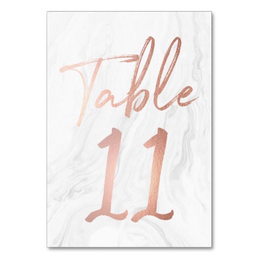 Image of Modern White Marble Script | Table Number Card 11