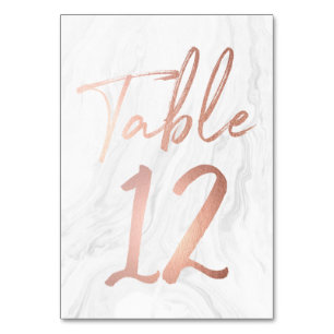 Modern White Marble Script Table Number Card 12