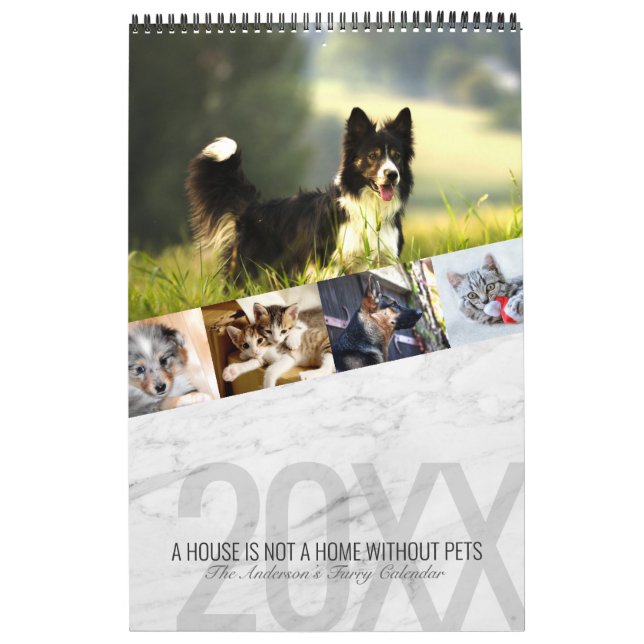 Modern White Marble - Single-Page Custom Pet Photo Calendar (Cover)