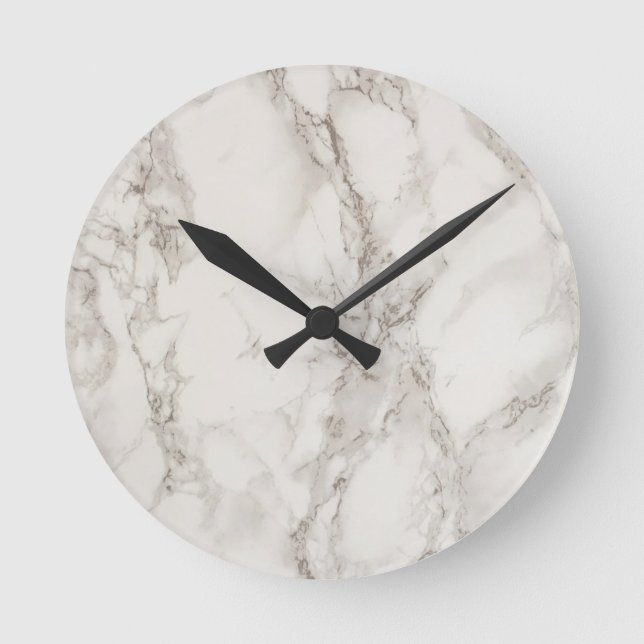 Modern White Marble Texture Pattern Round Clock (Front)