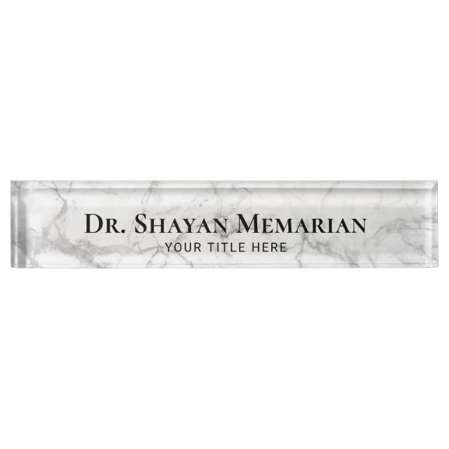Modern White Marble Texture Professional Nameplate (Front)