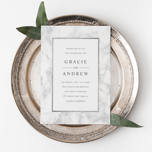 Modern White Marble Wedding Invitation (Creator Uploaded)