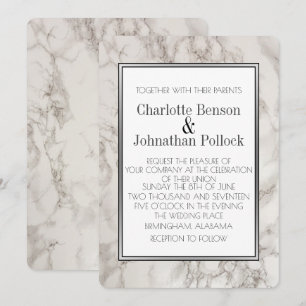 Modern White Marble Wedding Invitation