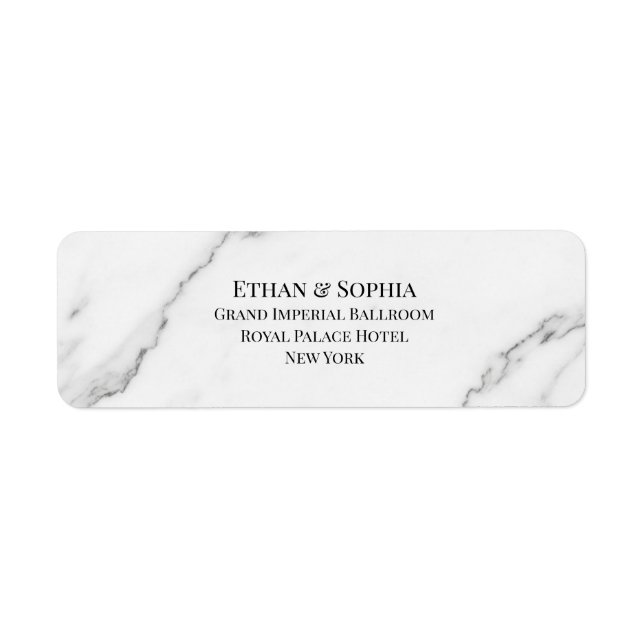 Modern White Marble Wedding Return Address Label (Front)