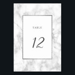Modern White Marble Wedding Table Number Card<br><div class="desc">Modern white faux marble with silver glitter frame wedding table number card. For more advanced customisation of this design,  Please click the "Customise further" link.  Matching items are also available.</div>