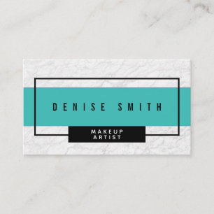 Modern White Marble With Aqua Business Card
