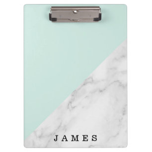 Modern White Marble with Green Block Custom Clipbo Clipboard