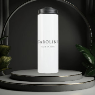 Modern White Minimal Maid Of Honour  Thermal Tumbler