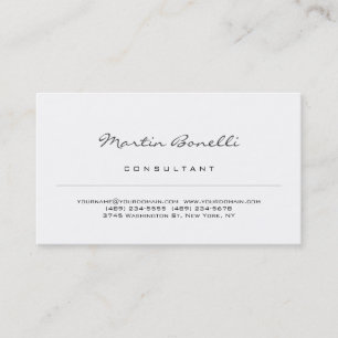 Modern White Minimalist Consultant Business Card