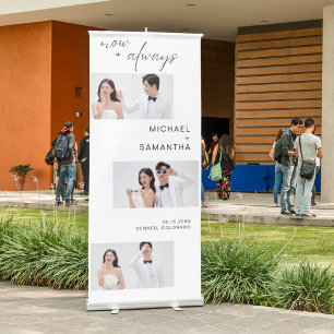 Modern White Minimalist Custom Photo Wedding Retractable Banner
