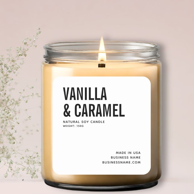 Modern white minimalist soy candle product label (Creator Uploaded)