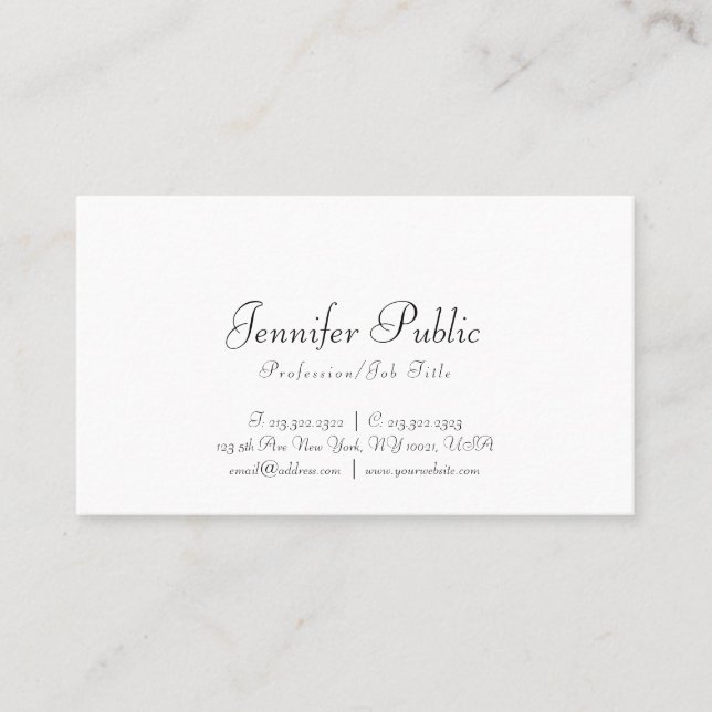 Modern White Minimalist Template Elegant Trendy Business Card (Front)