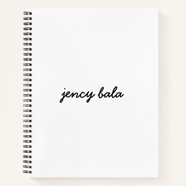 Modern White Monogram Minimalist Design Notebook (Front)