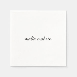 Modern White Monogram Script Design Napkin