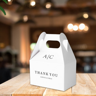 Modern White Monogram Wedding Favour Boxes