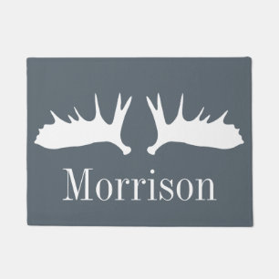 Modern White Moose Antlers Doormat