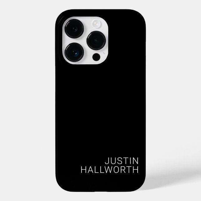 Modern White Name on Black Case-Mate iPhone Case (Back)