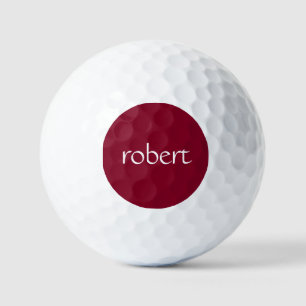 Modern White Name   Trendy Burgundy Golf Balls