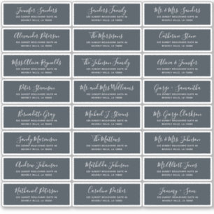 Modern white navy individual guest address labels