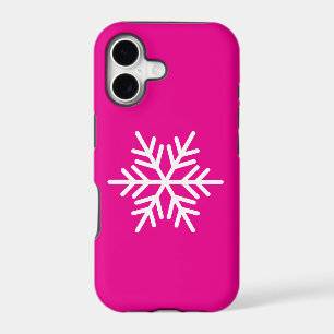 Modern White Nordic Snowflake On Bright Pink