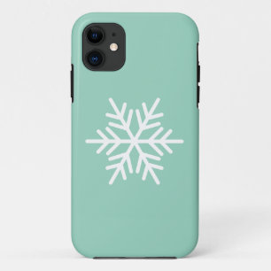 Modern White Nordic Snowflake On Light Green iPhone 11 Case