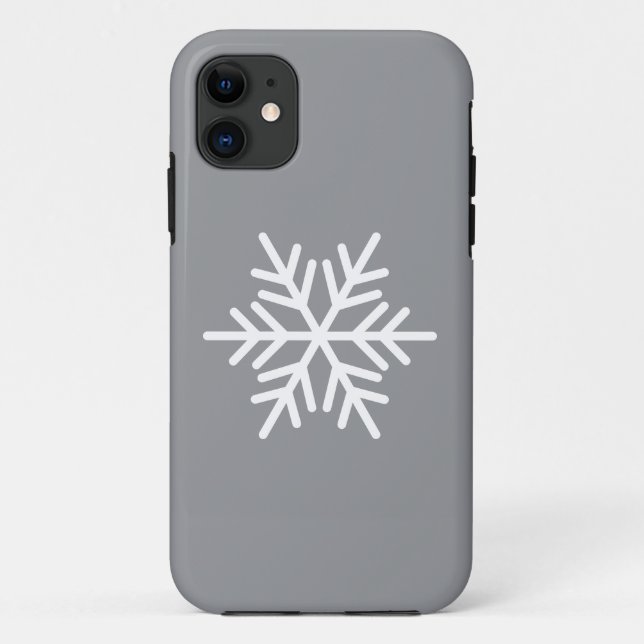 Modern White Nordic Snowflake On Winter Gray Case-Mate iPhone Case (Back)