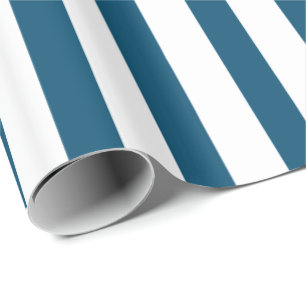 Modern White On Blue Stripes Pattern Wrapping Paper