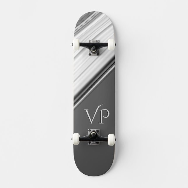 Modern White on Grey Personal Skateboard (Front)