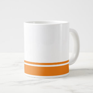 Modern White Orange Bottom Rim Racing Stripes Large Coffee Mug