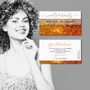Modern White Orange Gold Sparkle Glitter Glamourou Business Card