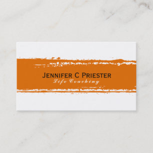 Modern White & Orange Grunge Stripe Business Card