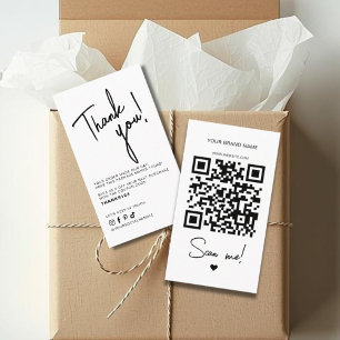 Modern white order thank you QR code Business Card