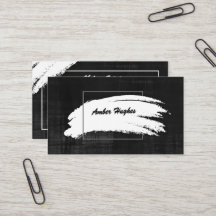 Modern White Paint Brush Stroke Business Card
