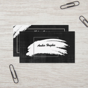 Modern White Paint Brush Stroke Business Card