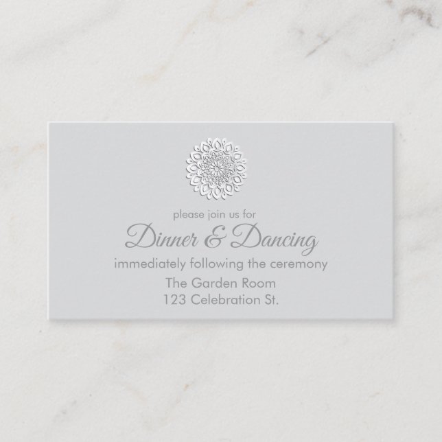Modern White Paper Cut Mandala Reception Enclosure Card (Front)